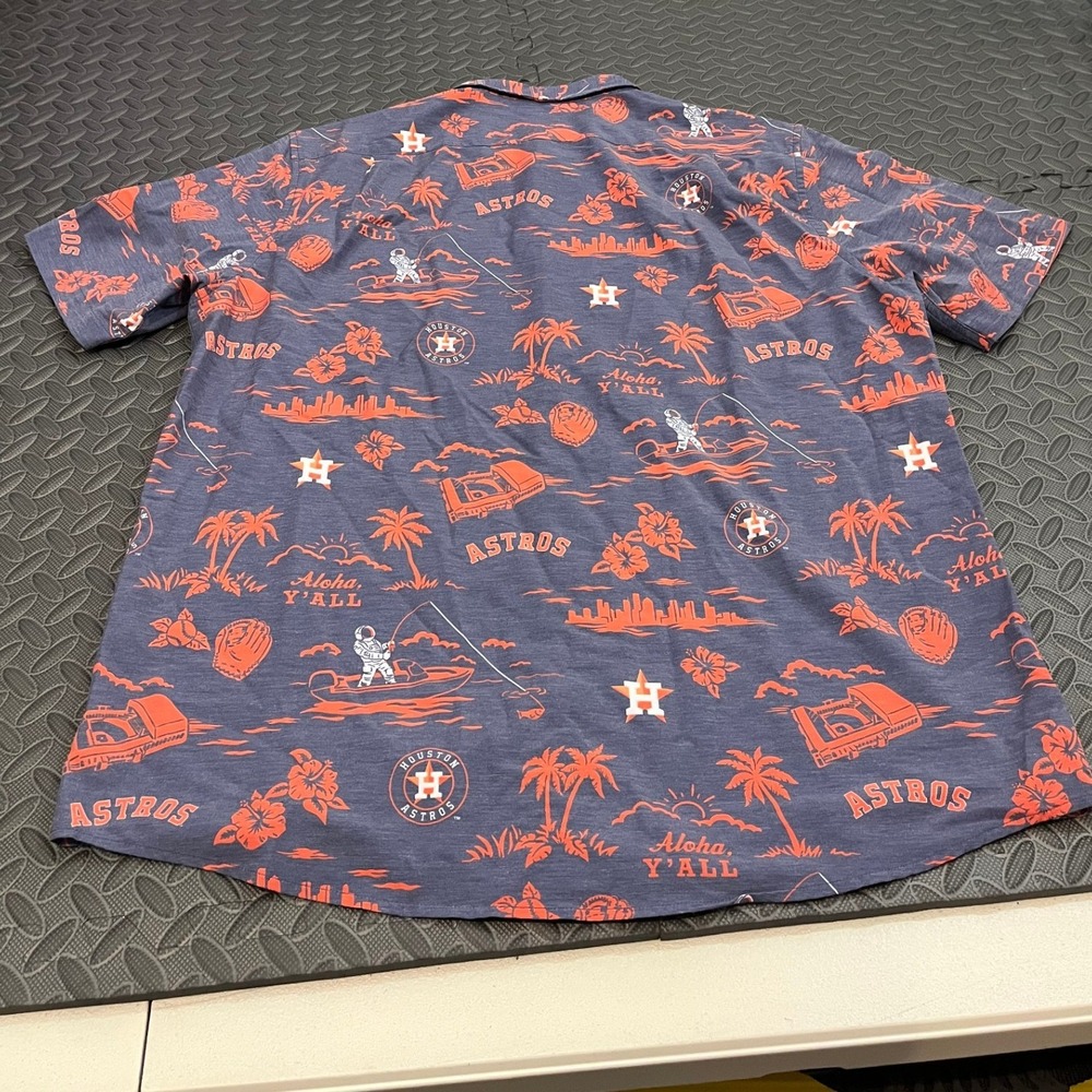 Reyn Spooner Houston Astros Shirt Mens L Blue Orange Aloha Y'all MLB Baseball - Picture 6 of 9